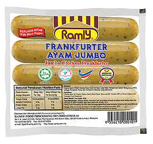 RAMLY JUMBO CHICKEN FRANKFURTER BLACK PEPPER 400GM