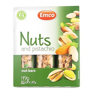 EMCO NUTS AND PISTACIO MUSLI BARS, 105GM