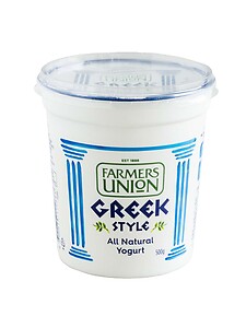 FARMERS UNION ALL NATURAL GREEK STYLE YOGHURT, 500G