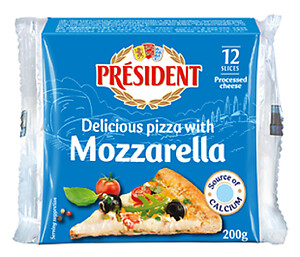 PRESIDENT MOZZARELLA SLICED CHEESE, 200G,