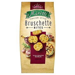 BRUSCHETTE MARETTI ROASTED GARLIC FLAVOUR BAKED BREAD SNACK 70GM