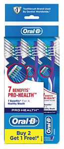 ORAL B 7 BENEFITS PRO-HEALTH TOOTHBRUSH PH BUY 2 FREE 1, MEDIUM