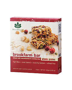 BROOKFARM TOASTED CRANBERRY & MACADAMIA BAR, 35G x 4