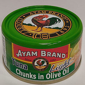 AYAM BRAND TUNA LIGHT 150G CHUNKS IN OLIVE OIL