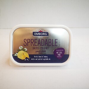 EMBORG SPREADABLE BUTTER, 225G, SALTED