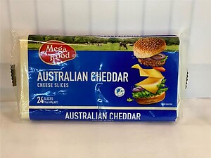 MEGA FOOD AUST CHEEDAR CHEESE 24 SLICES 400G