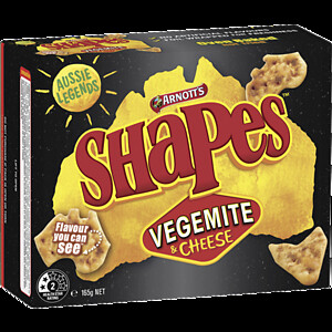 ARNOTT'S SHAPES VEGEMITE & CHEESE Biscuits 165GM