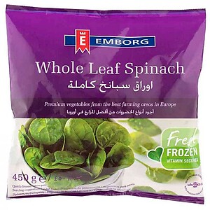 EMBORG FROZEN WHOLE LEAF SPINACH 450G