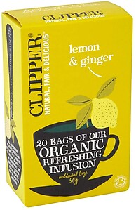 CLIPPER ORGANIC LEMON & GINGER TEA 50G