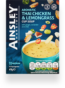 AINSLEY HARRIOTT THAI CHICKEN & LEMONGRASS CUP SOUP 3S, 69G