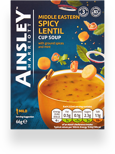 AINSLEY HARRIOTT SPICY LENTIL CUP SOUP 3S, 66G