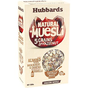 HUBBARDS 5 GRAINS & HAZELNUT NATURAL MUESLI, 590G