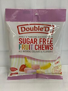 DOUBLE D FAMILY BAG, 70G, FRUIT CHEW Sugar FREE