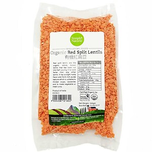 ORGANIC RED SPLIT LENTILS 500G