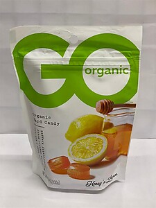 GO ORGANIC HARD CANDY, 100GM, HONEY LEMON