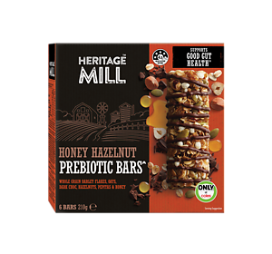 HERITAGE MILL HONEY HAZELNUT PREBIOTIC BARS 210G