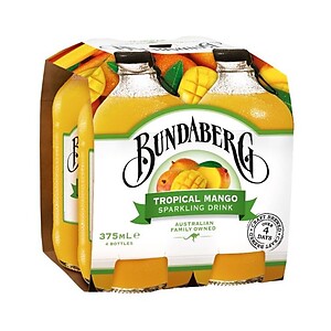 BUNDABERG TROPICAL MANGO SPARKLING DRINK 4X375ML