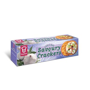 GARDEN GARLIC & HERB SAVOURY CRACKERS 125G