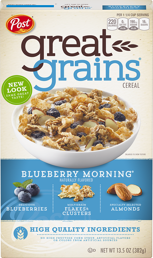 POST GREAT GAINS BLUEBERRY MORNING CEREAL 382G