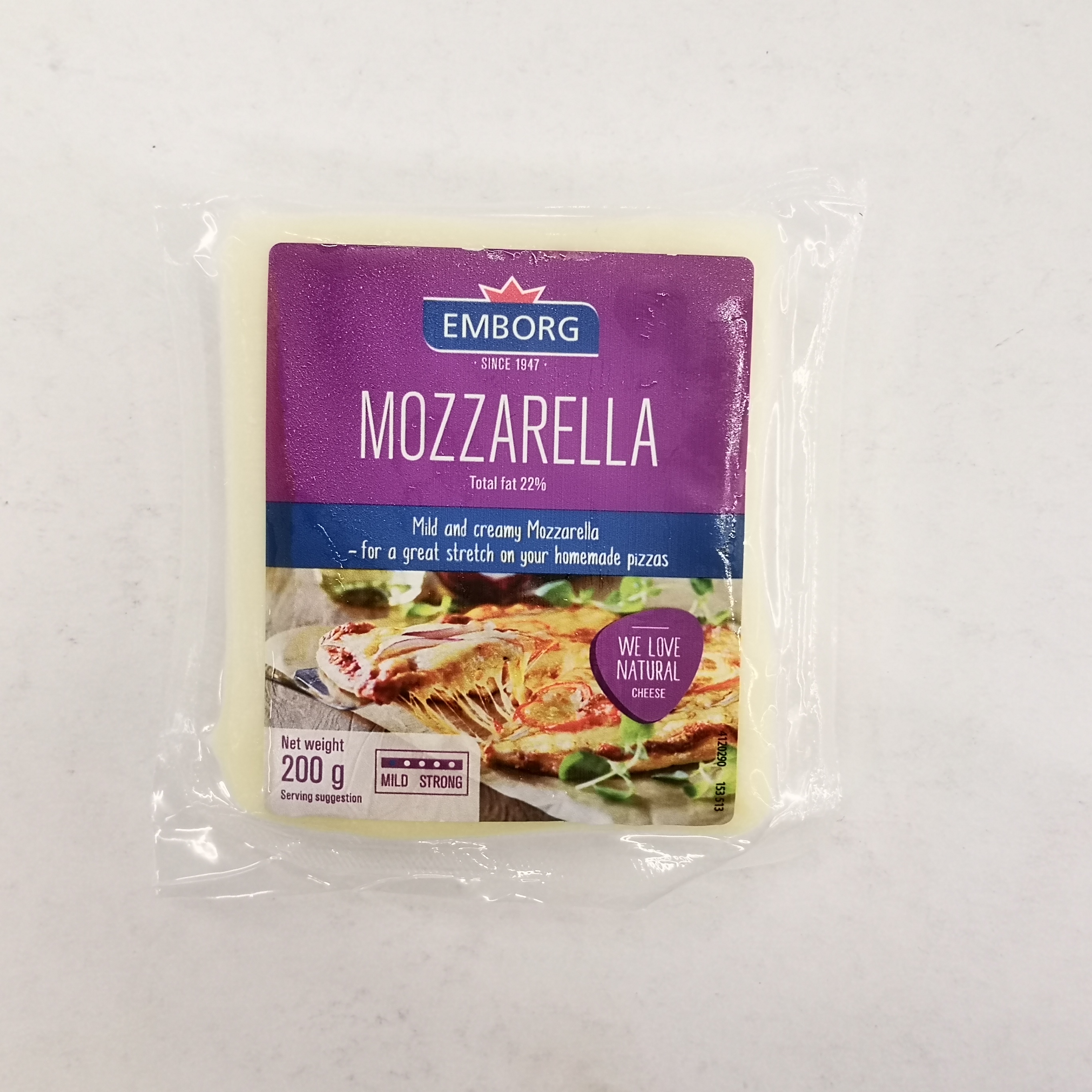 EMBORG MOZZARELLA BLOCK CHEESE 200G