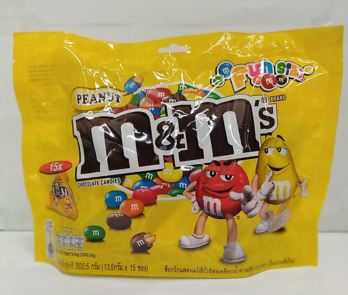 M&M PEANUTS CHOC 175.5GM FUN SIZE PACK 15S