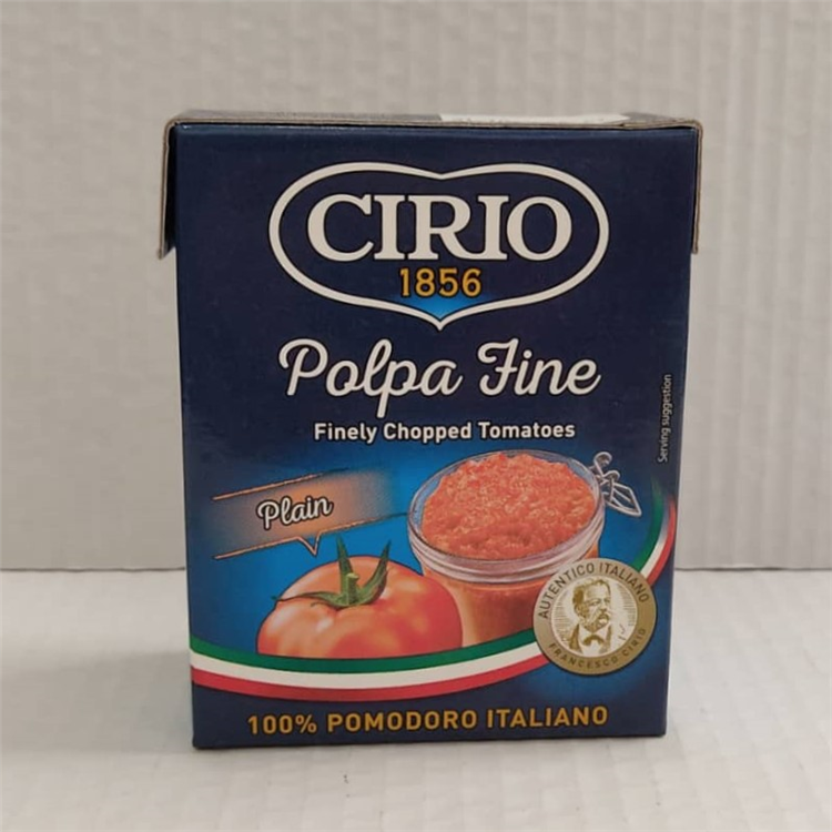 CIRIO FINELY CHOPPED TOMOATOES PLAIN 390g