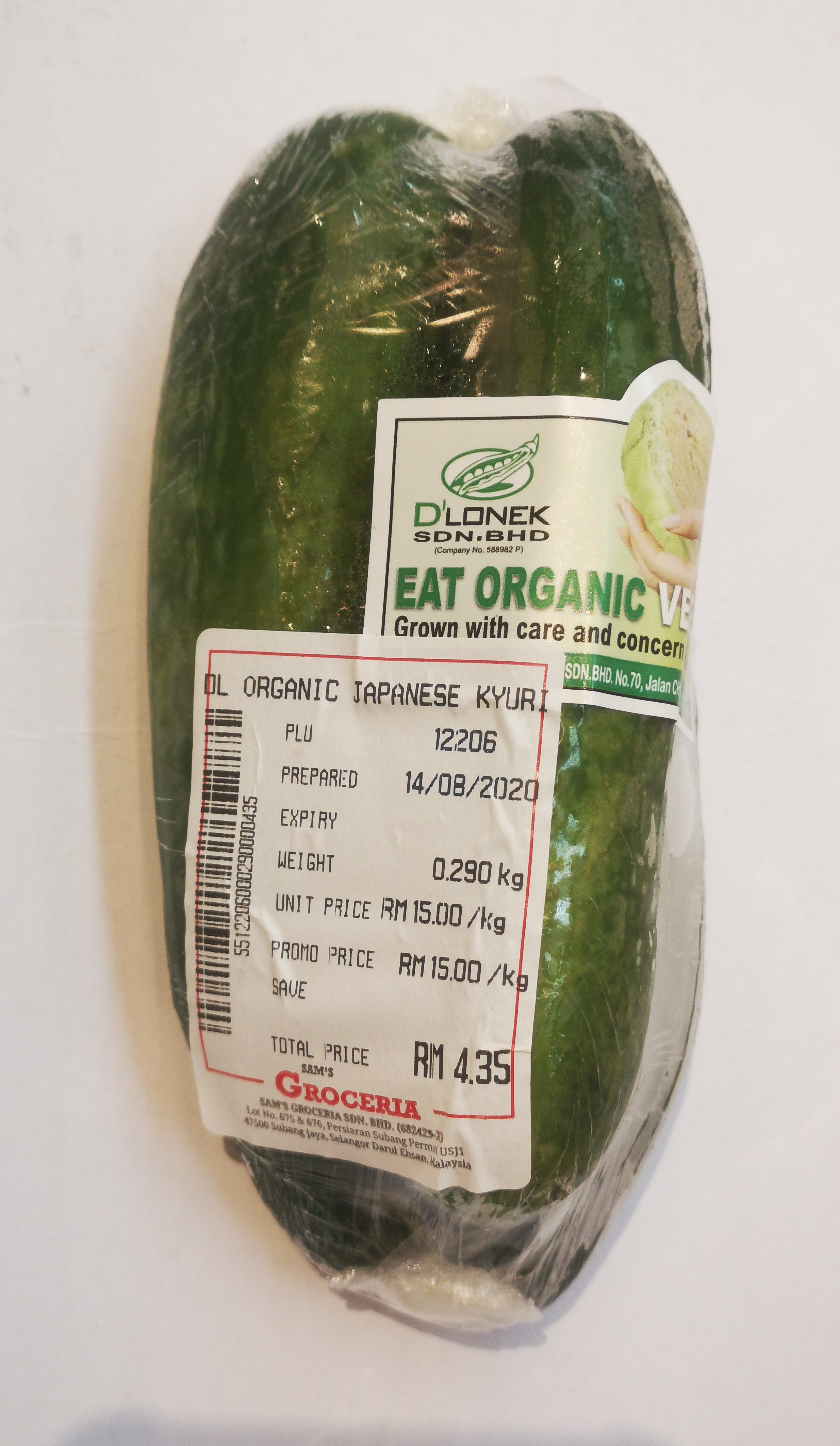 DL ORGANIC OLD CUCUMBER (+/- 550 GM)