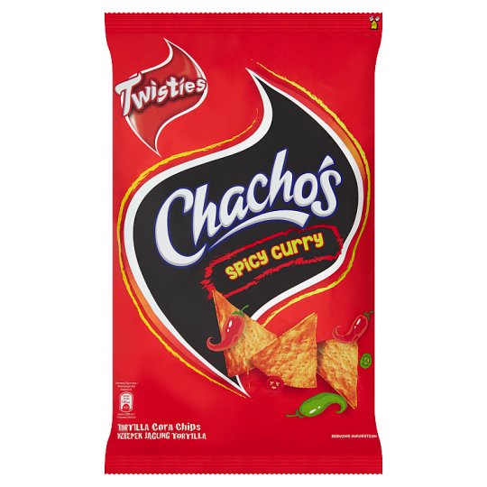 CHACHOS TORTILLA CORN CHIPS SPICY CURRY FLAVOUR 185G