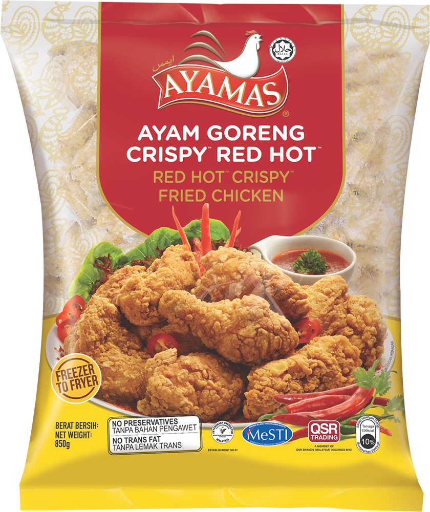 AYAMAS CRISPY FRIED CHICKEN RED HOT 850G