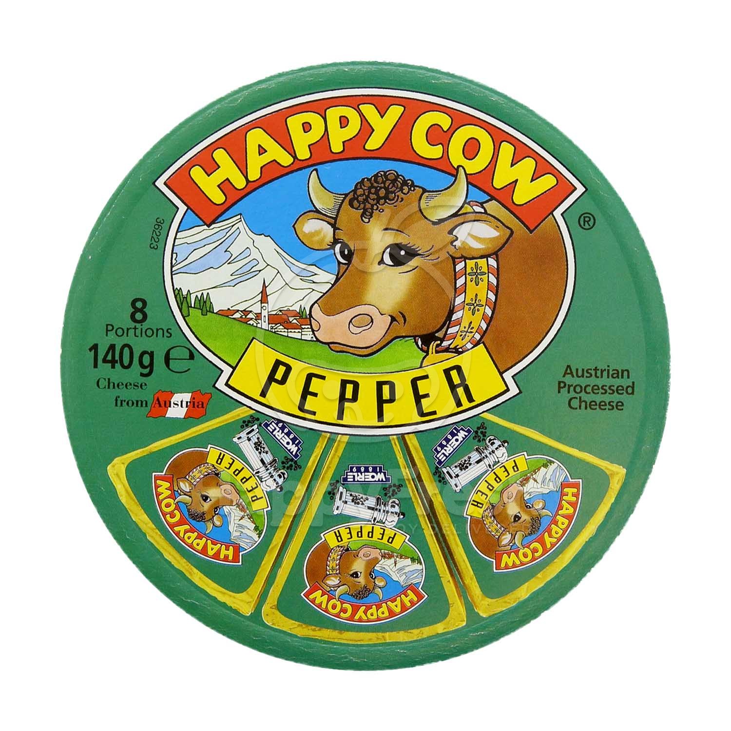 HAPPY COW PORTION CHEESE, 140G, PEPPER