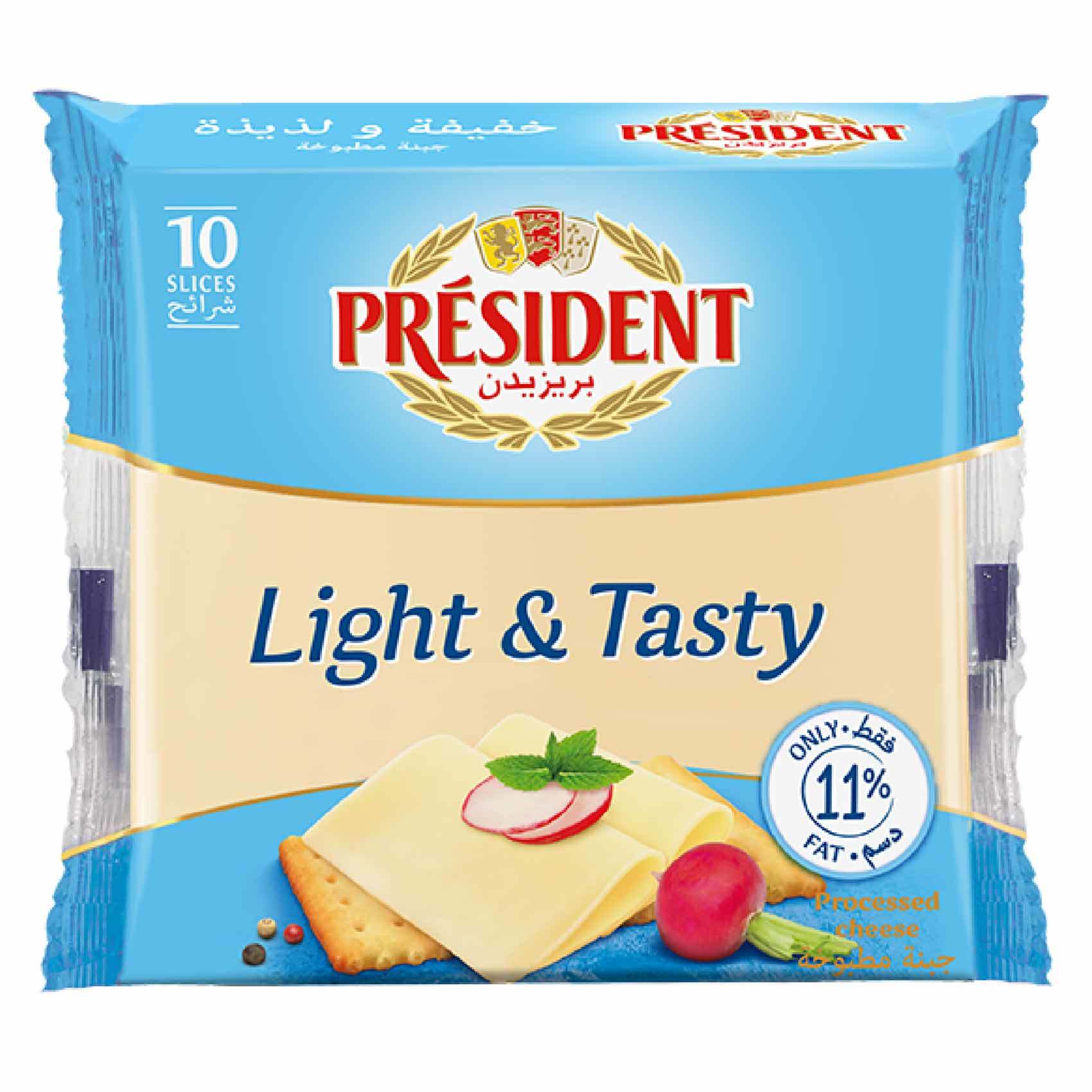 PRESIDENT LIGHT & TASTY SLICED CHEESE, 200G,