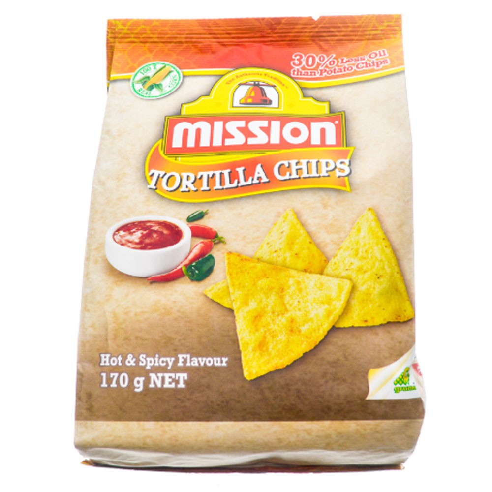 MISSION TORTILLA CHIPS HOT AND SPICY FLAVOUR 170G