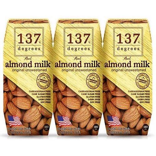 137 DEGREES ALMOND MILK UNSWEETENED 3X180ML