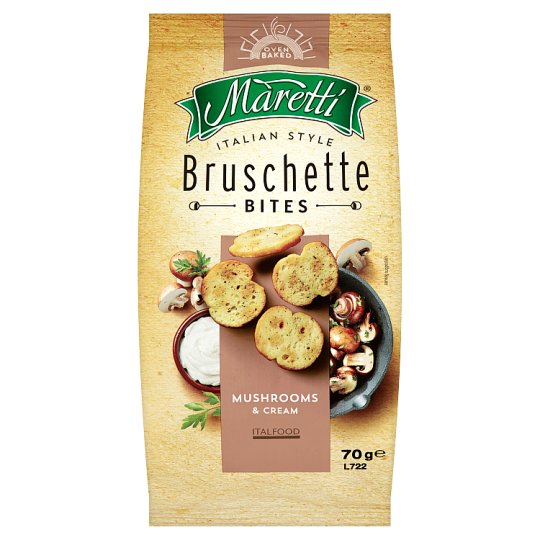 BRUSCHETTE MARETTI MUSHROOM & CREAM FLAVOUR BAKED BREAD SNACK 70GM