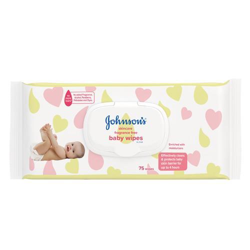 JOHNSON'S SKINCARE WIPES FRAGRANCE FREE 75S