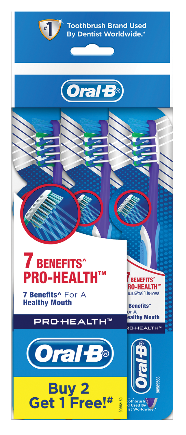 ORAL B 7 BENEFITS PRO-HEALTH TOOTHBRUSH PH BUY 2 FREE 1, MEDIUM