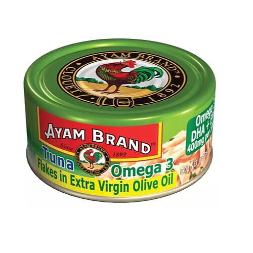 AYAM BRAND TUNA FLAKES IN EXTRA VIRGIN OLIVE OIL (OMEGA 3) 150G