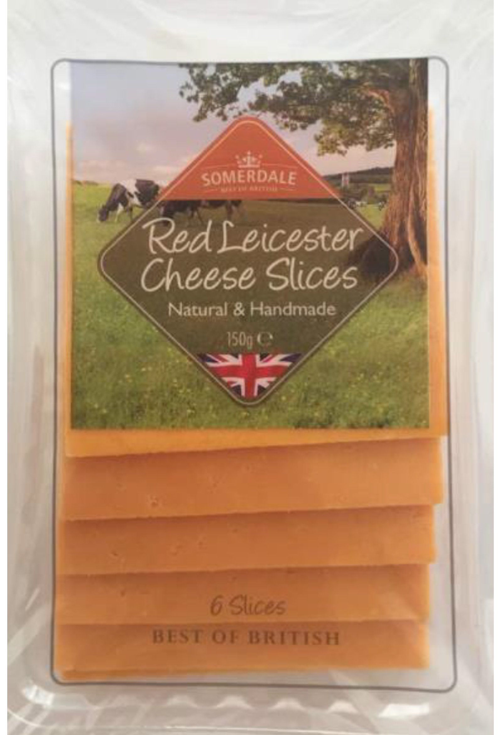 SOMERDALE SLICE CHEESE, 150G, RED LEICESTER