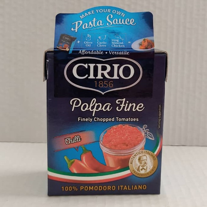 CIRIO FINELY CHOPPED TOMATOES CHLLI 390g