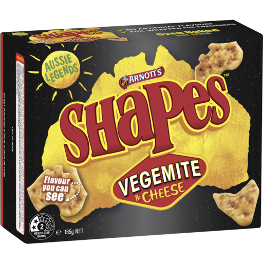 ARNOTT'S SHAPES VEGEMITE & CHEESE Biscuits 165GM