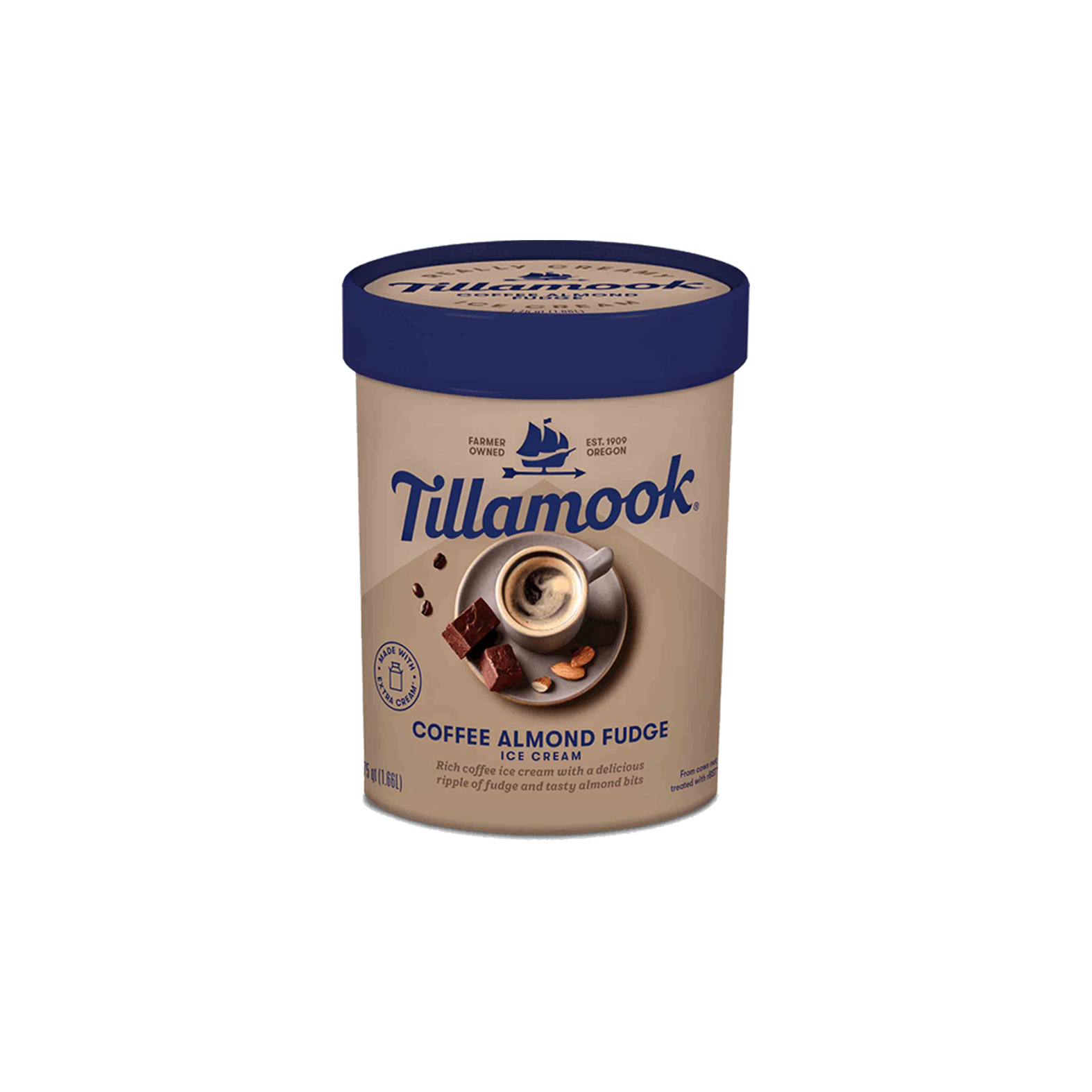 TILLAMOOK COFFEE ALMOND FUDGE ICE CREAM 1.66L