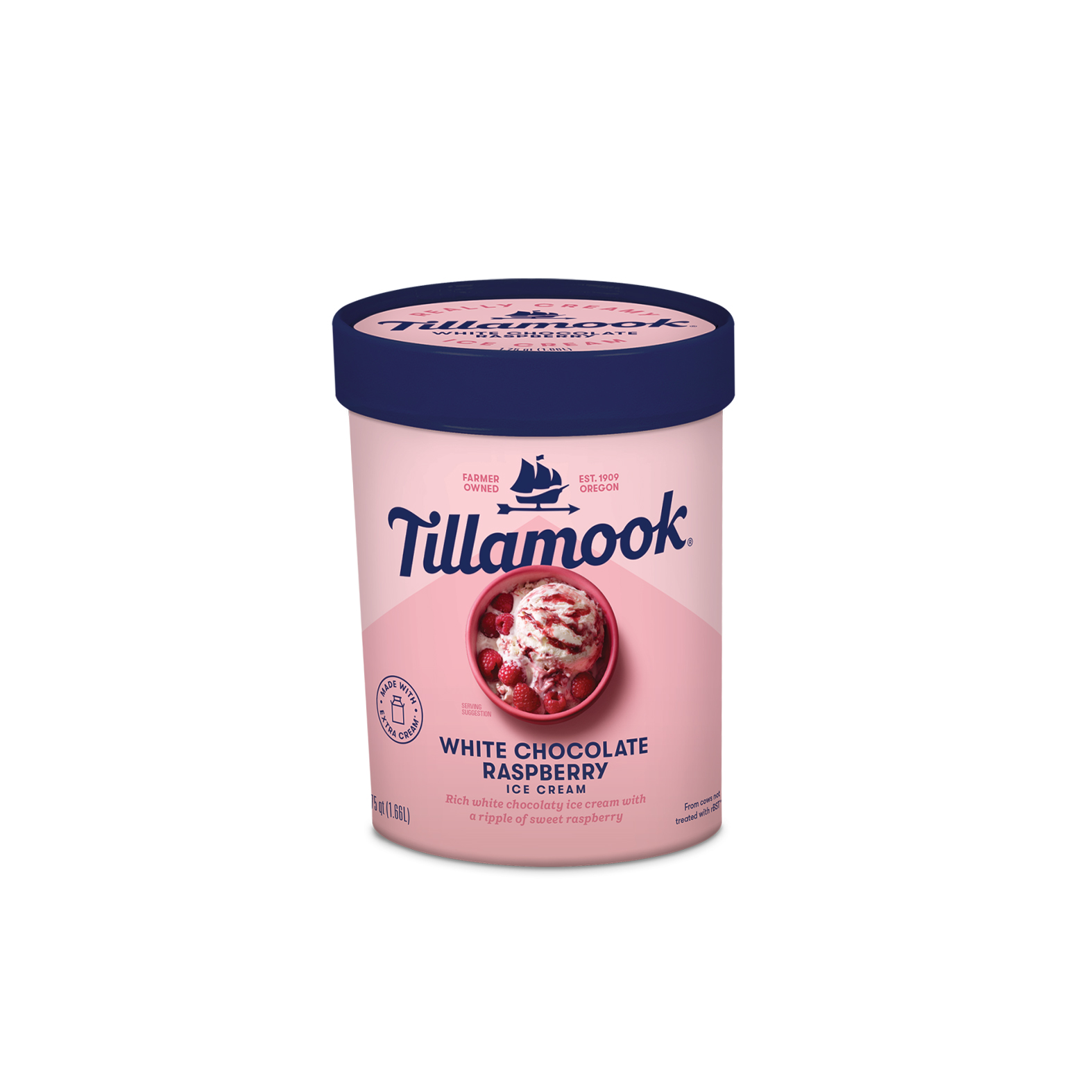 TILLAMOOK WHITE CHOCOLATE RASPBERRY ICE CREAM 1.66L