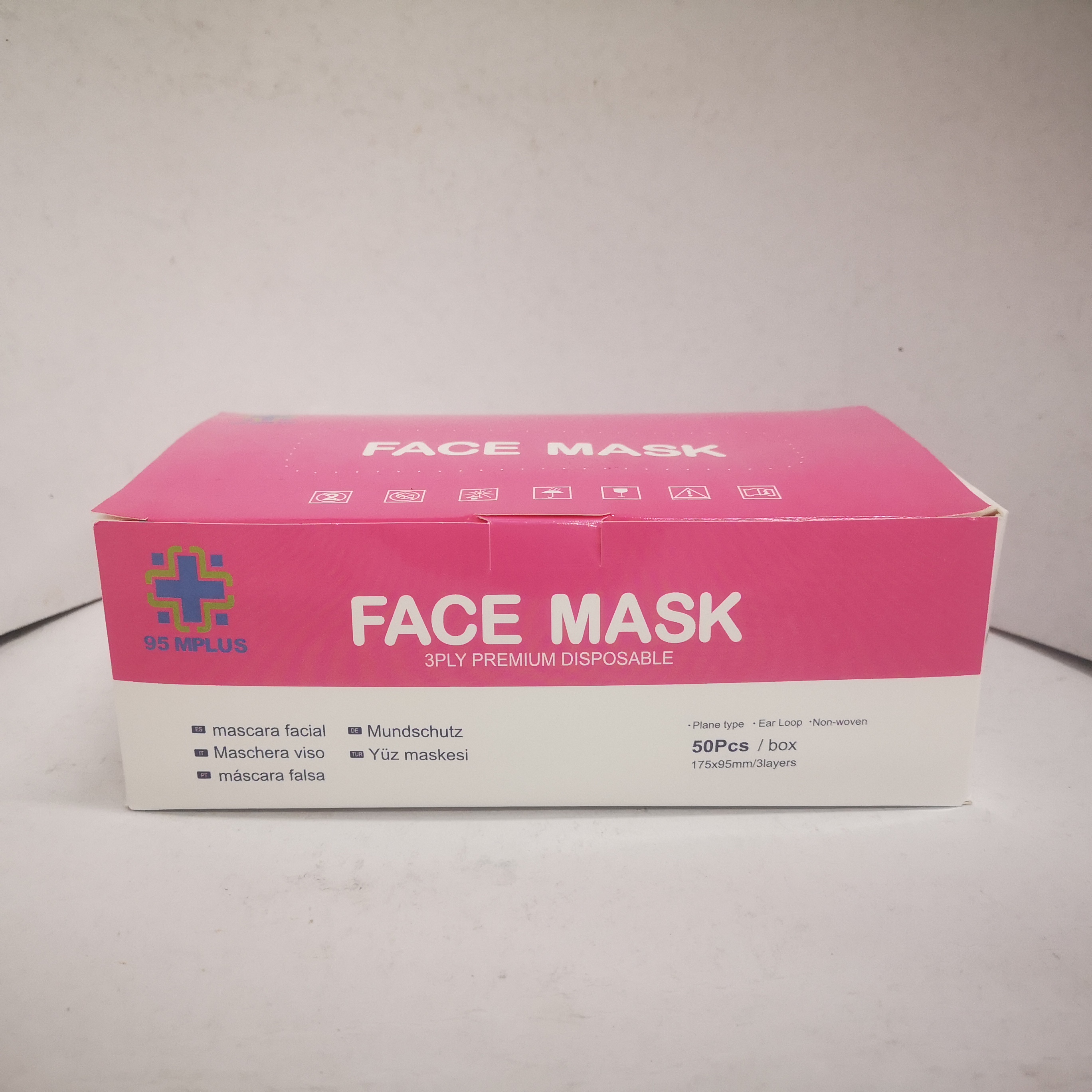 FACEMASK 3PLY ADULT COL L, PNK