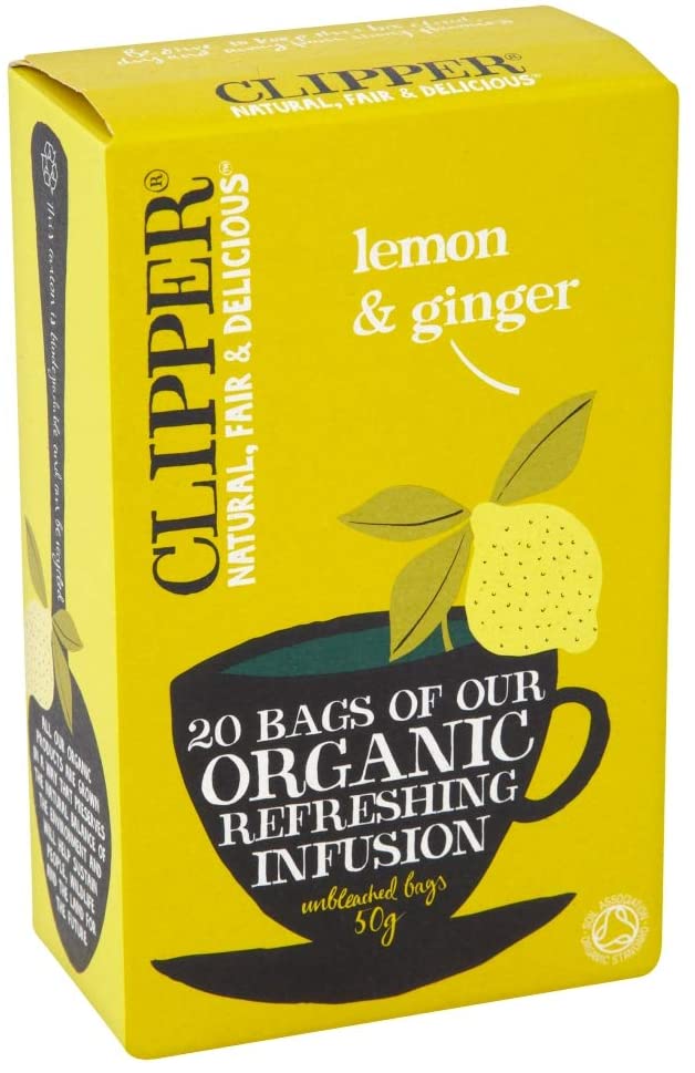 CLIPPER ORGANIC LEMON & GINGER TEA 50G