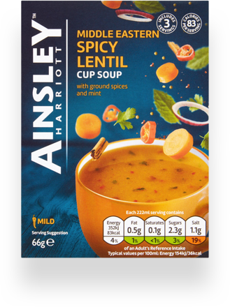 AINSLEY HARRIOTT SPICY LENTIL CUP SOUP 3S, 66G