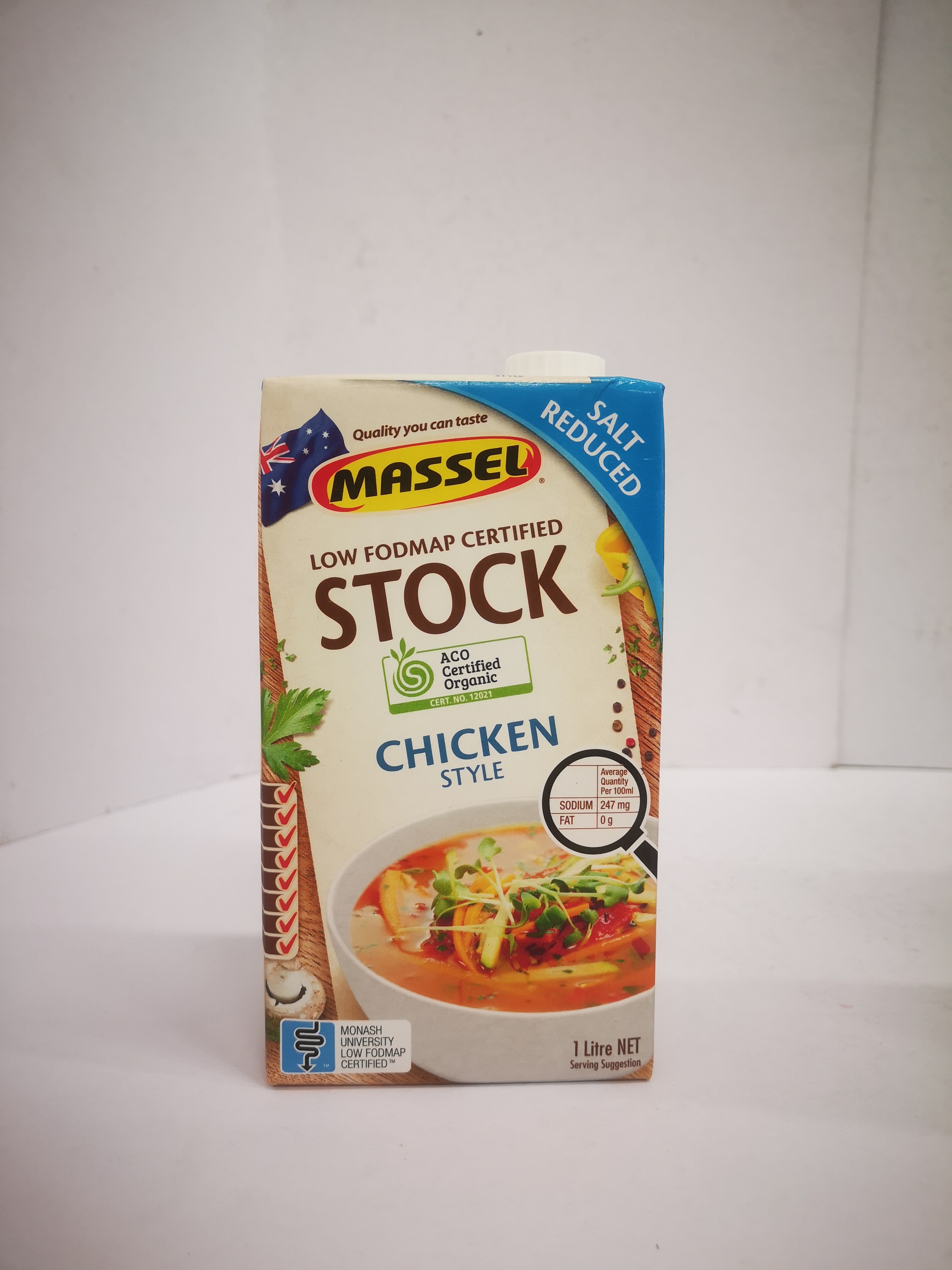 MASSEL ORGANIC SALT REDUCED LIQUID STOCK CHICKEN STYLE, 1L