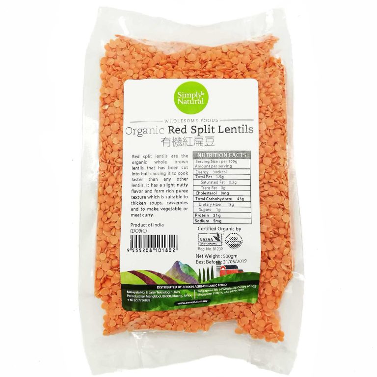 ORGANIC RED SPLIT LENTILS 500G