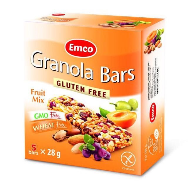 EMCO GLUTEN FREE GRANOLA BARS, 5X28G, FRUIT MIX