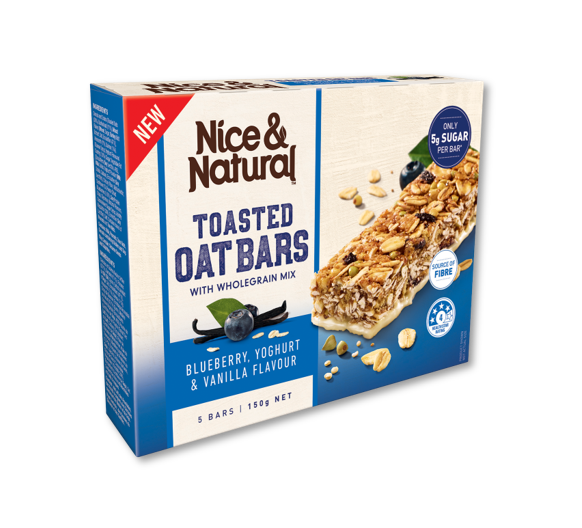 NICE & NATURAL TOASTED OAT BARS BLUEBERRY 5S 150G