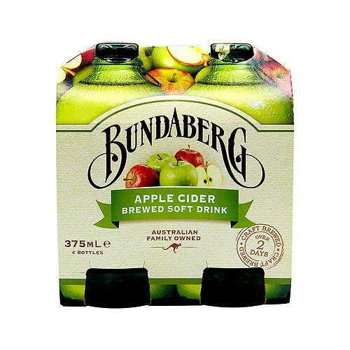 BUNDABERG APPLE CIDER BREWED SOFT DRINK 4X375ML